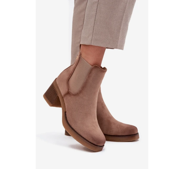 Dámske členkové topánky Zelia na stĺpiku - béžové Dámske členkové topánky Zelia na stĺpiku - béžové