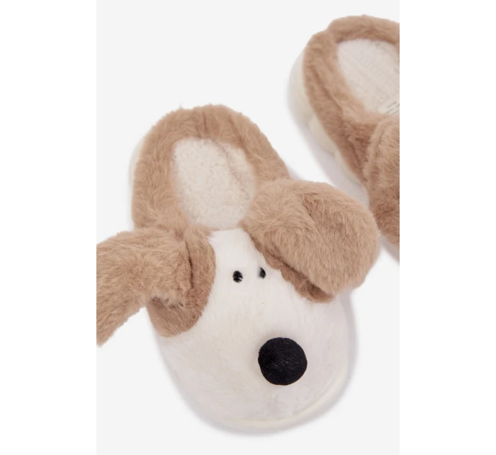 Detské chlpaté papuče - béžové so psíkmi Farnise Detské chlpaté papuče - béžové so psíkmi Farnise
