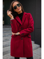 Dámsky kabát PLA0012 Bordeaux - Roco Fashion