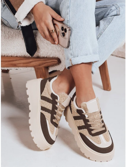 Dámské tenisky s kožešinou na platformě hnědé Dstreet model 21992242 - FashionStreet Dámské tenisky s kožešinou na platformě hnědé Dstreet model 21992242 - FashionStreet