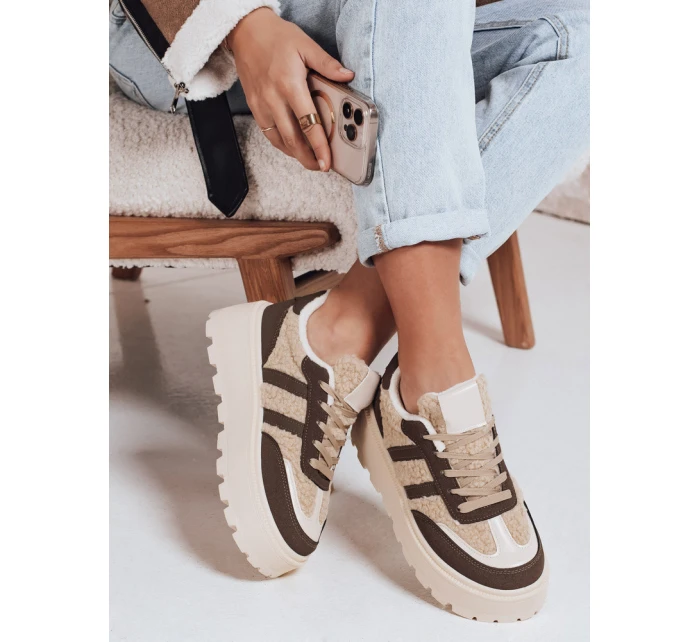 Dámské tenisky s kožešinou na platformě hnědé Dstreet model 21992242 - FashionStreet Dámské tenisky s kožešinou na platformě hnědé Dstreet model 21992242 - FashionStreet