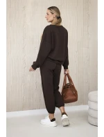 Súprava tepláky + nohavice maslová látka hnedá