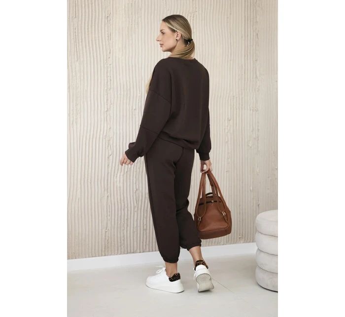 Súprava tepláky + nohavice maslová látka hnedá