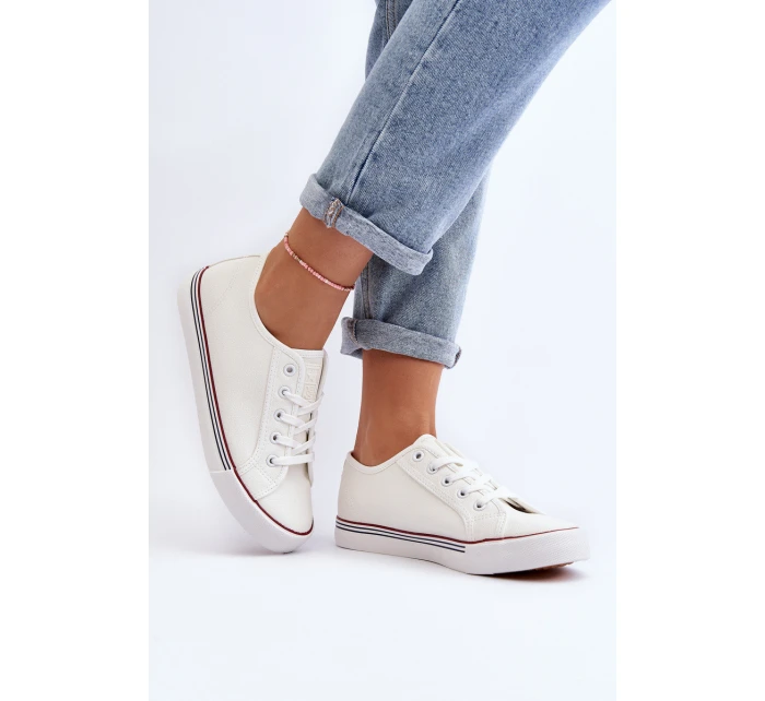 Damskie Trampki Z Eko Skóry Białe Lirean