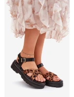 Dámské sandály na platformě s leopardím vzorem hnědé model 21688431 - Boto