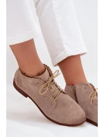 Zamszowe Botki Na Płaskim Obcasie Cappuccino Zazoo 4078