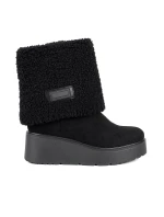 Moderné čierne dámske členkové topánky na klin