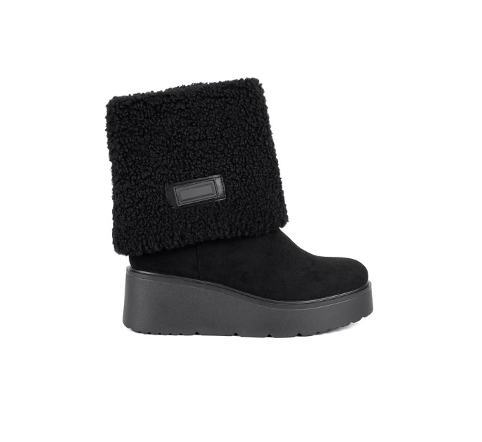 Moderné čierne dámske členkové topánky na klin