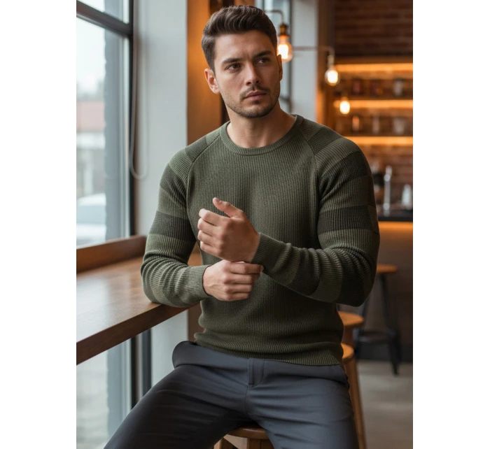 Pánský khaki svetr přes hlavu Dstreet model 21962640 - FashionStreet