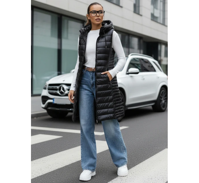 Dámska prešívaná vesta s kapucňou čierna FashionStreet TY5255