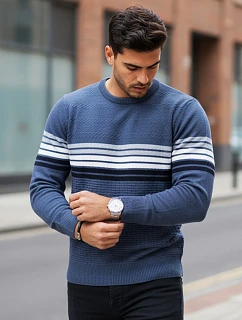 Sweter męski w niebieski model 22152716 - FashionStreet
