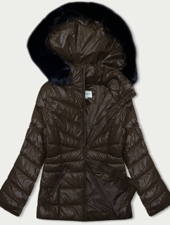 Hnedá prešívaná dámska zimná bunda (V776G)