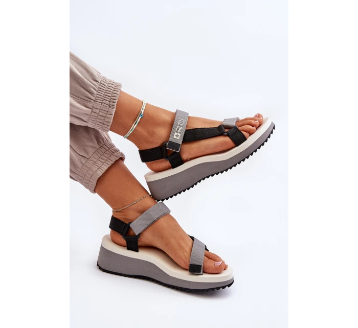 Sandały Damskie Na Platformie I Koturnie Big Star NN274A054 Szare Sandały Damskie Na Platformie I Koturnie Big Star NN274A054 Szare