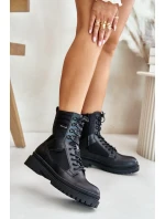 Skórzane Trapery Botki Męskie Ocieplane Big Star OO174164 Czarne Skórzane Trapery Botki Męskie Ocieplane Big Star OO174164 Czarne