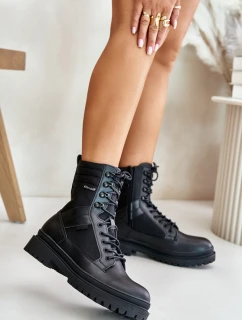 Skórzane Trapery Botki Męskie Ocieplane Big Star OO174164 Czarne