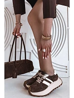 Semišové tenisky na masivní platformě model 22031726 Čokoládové - D&A