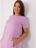 Svetlo fialové dámske základné bavlnené plus size šaty
