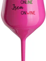 Nie som ONLINE, som ONWINE - ružový nerozbitný pohár na víno 470 ml