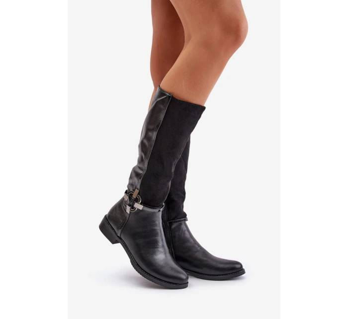 Zateplené kozačky model 21780727 černé Jezzi - SWEET SHOES