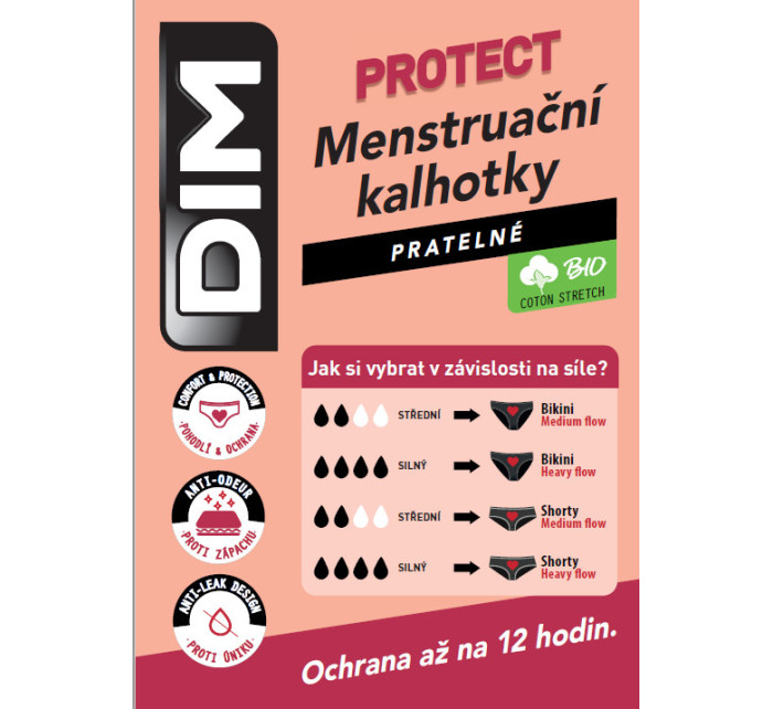 Nočné aj denné menštruačné nohavičky DIM MENSTRUAL NIGHT SLIP - DIM - telová