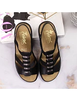 Čierne kožené sandále Rieker W 64580 dámske