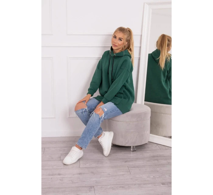 Zateplená mikina s patentkami tmavo zelená