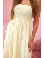 Dámské viskózové šaty s elastickým topem žlutý