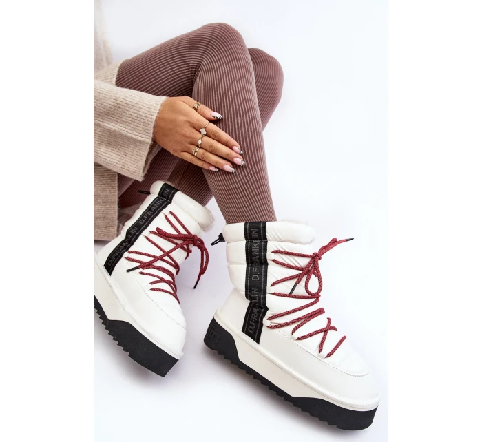 Śniegowce Damskie Na Grubej Podeszwie Wegańskie D.Franklin DFSH371007 Białe