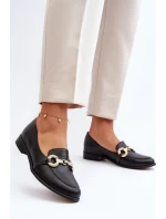 model 21646261 Dámské Mokasíny Kožené S Ozdobou Černé - Zazoo