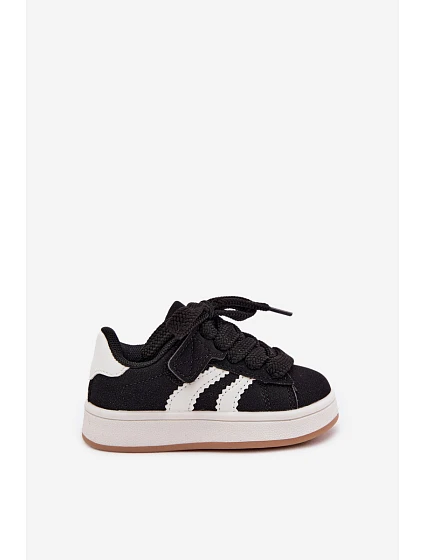 Detské športové tenisky na suchý zips z umelej kože Black Zoya