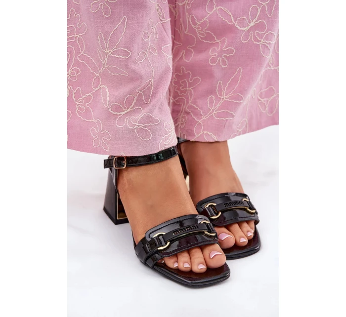 Dámske lakované sandále na kolene - čierne Mevonelle Dámske lakované sandále na kolene - čierne Mevonelle