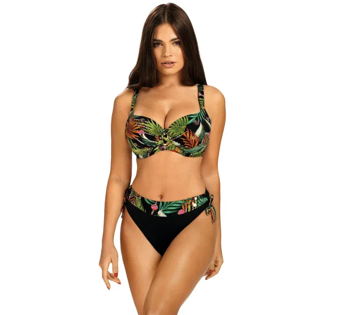 Dámské dvoudílné plavky 5 černé s květinovým vzorem model 19672779 - Self Dámské dvoudílné plavky 5 černé s květinovým vzorem model 19672779 - Self