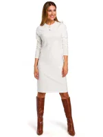 Svetrové šaty s dlhými rukávmi S178 krémové - Stylove Svetrové šaty s dlhými rukávmi S178 krémové - Stylove
