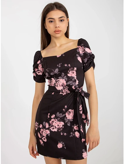 Dámské šaty LK SK model 21893574 Černá s růžovou vzor - FPrice
