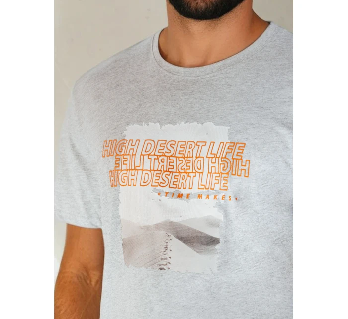 Pánske sivé tričko s potlačou FashionStreet RX5488