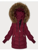 Dámská zimní bunda ve vínové bordó barvě s stahovacími lemy model 21779090 - HAPPY HOUSE