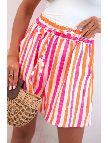 Dámské pruhované bavlněné šortky pomeranč