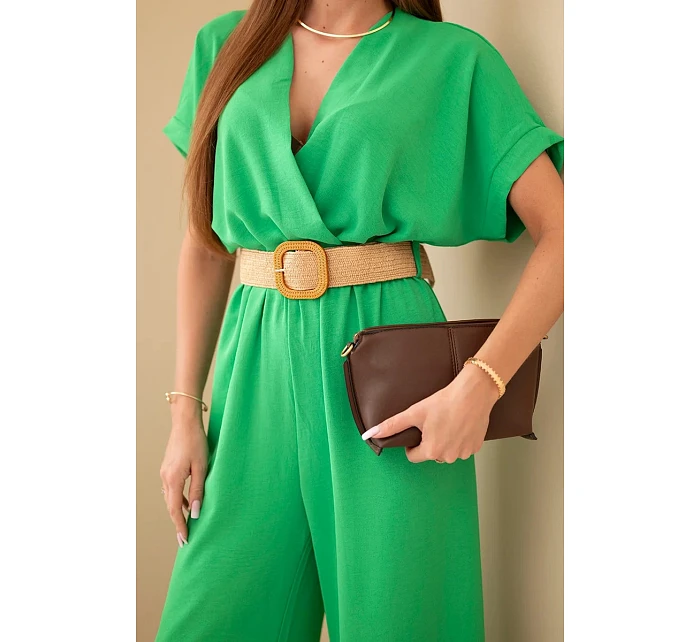 Kombinéza s ozdobným pásom zelená
