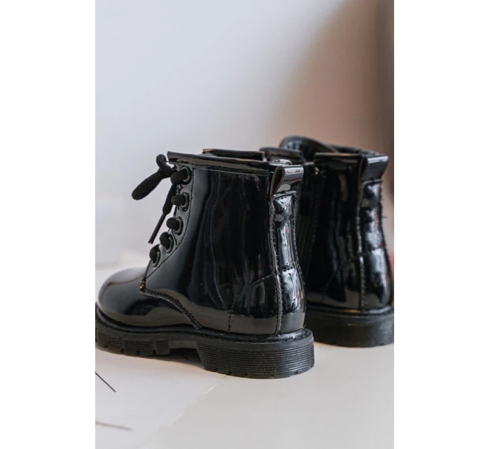 Dziecięce Botki Lakierowane Z Suwakiem Czarne Tibbie