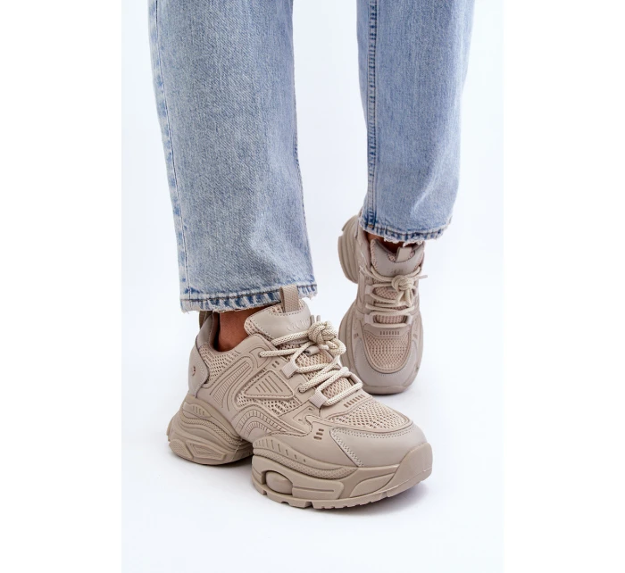 Sneakersy Na Masywnej Podeszwie GOE NN2N4046 Beżowe Sneakersy Na Masywnej Podeszwie GOE NN2N4046 Beżowe