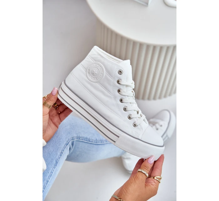 Zateplené dámské tenisky na platformě model 21675260 bílé - Big Star Shoes