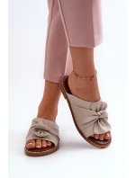 Dámske ploché papuče na podpätku Beige Nelvira