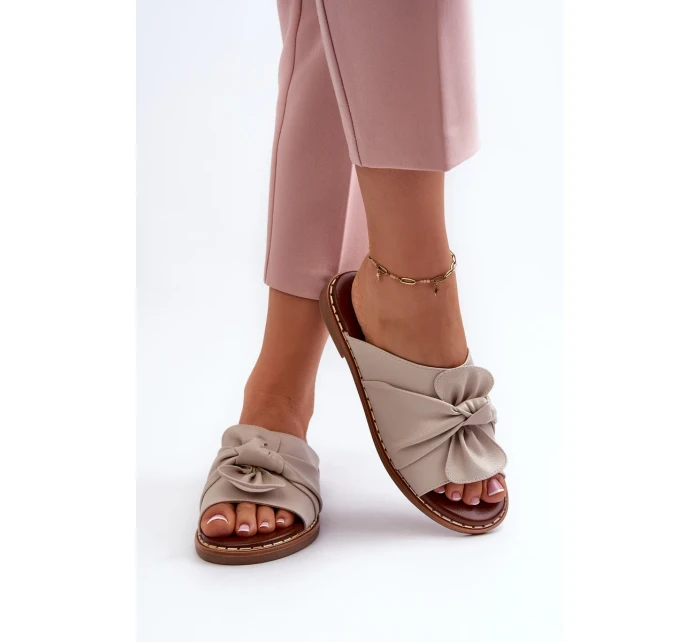 Dámske ploché papuče na podpätku Beige Nelvira