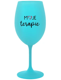 MOJE TERAPIE - tyrkysová sklenice na víno 350 ml