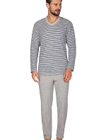 Pánske pyžamo 450 Sivé s modrým melanžom - REGINA