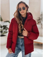 dámská prošívaná bunda s kapucí bordó Dstreet model 21990608 - FashionStreet
