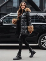 Dámská zimní prošívaná bunda s kapucí černá Dstreet model 21993698 - FashionStreet