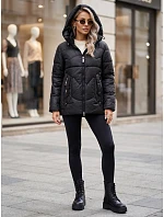 Dámska prešívaná zateplená bunda s kapucňou, čierna, FashionStreet TY5936 Dámska prešívaná zateplená bunda s kapucňou, čierna, FashionStreet TY5936