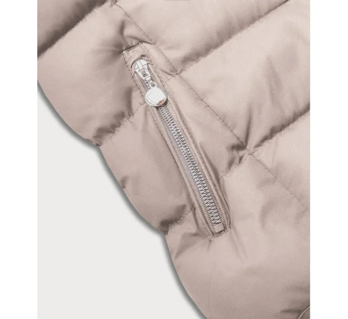 Tmavo béžová páperová dámska vesta (5M719-62) Tmavo béžová páperová dámska vesta (5M719-62)