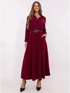 Elegantná maxi sukňa s ozdobným lemom bordová (19720)